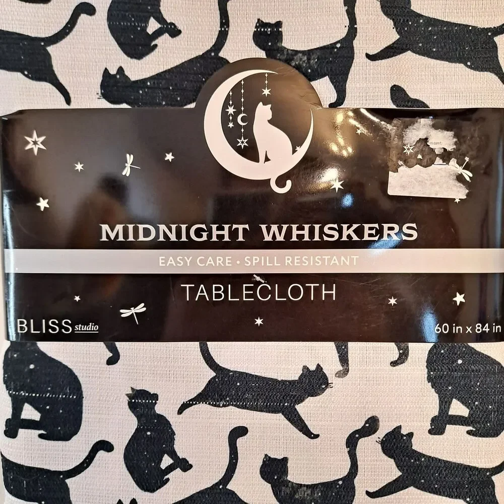 Bliss Studio Midnight Whiskers Halloween Tablecloth 60